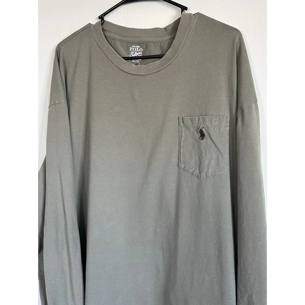 Polo Ralph Lauren Shirt Mens 3X/3XB Brown Long Sleeve Pocket Pony Tee Big & Tall